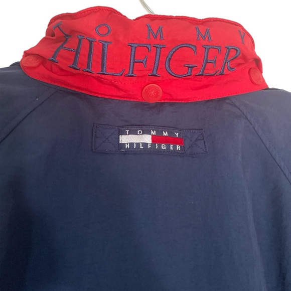 Vintage 90s Tommy Hilfiger Windbreaker Jacket Spellout Back Embroidered Patch L - Picture 1 of 9